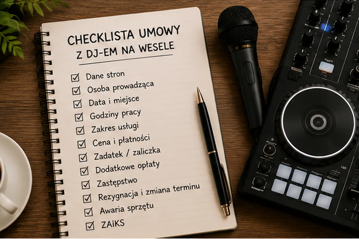 Checklista najważniejszych elementów umowy z DJ-em na wesele