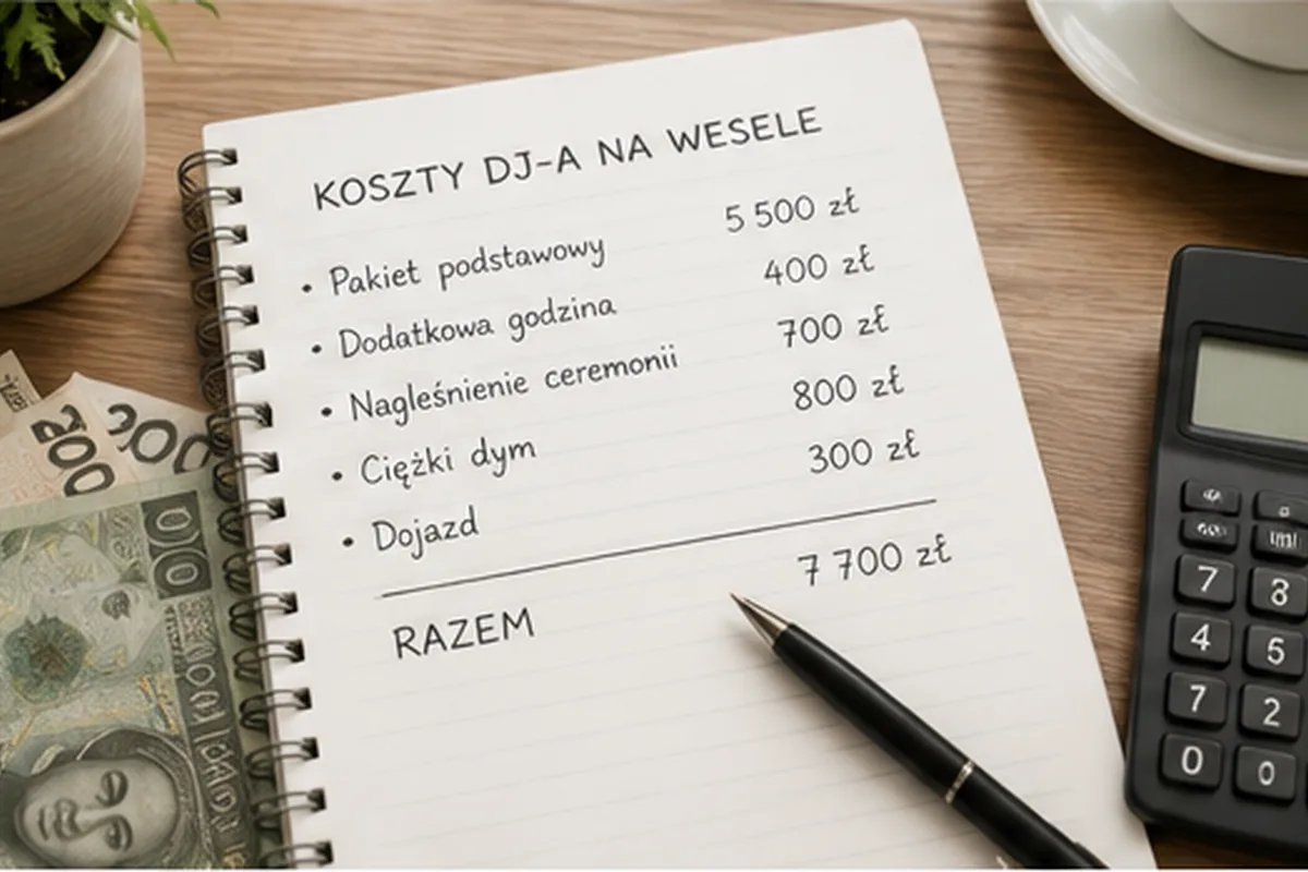 Kalkulacja kosztów DJ-a na wesele z dodatkowymi opłatami